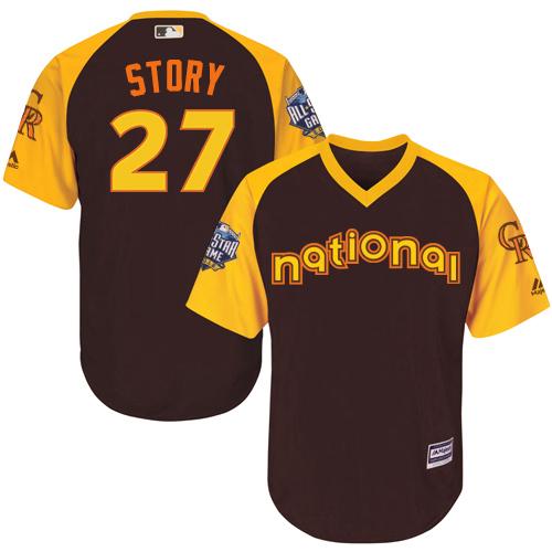 Rockies #27 Trevor Story Brown 2016 All-Star National League Stitched Youth MLB Jersey